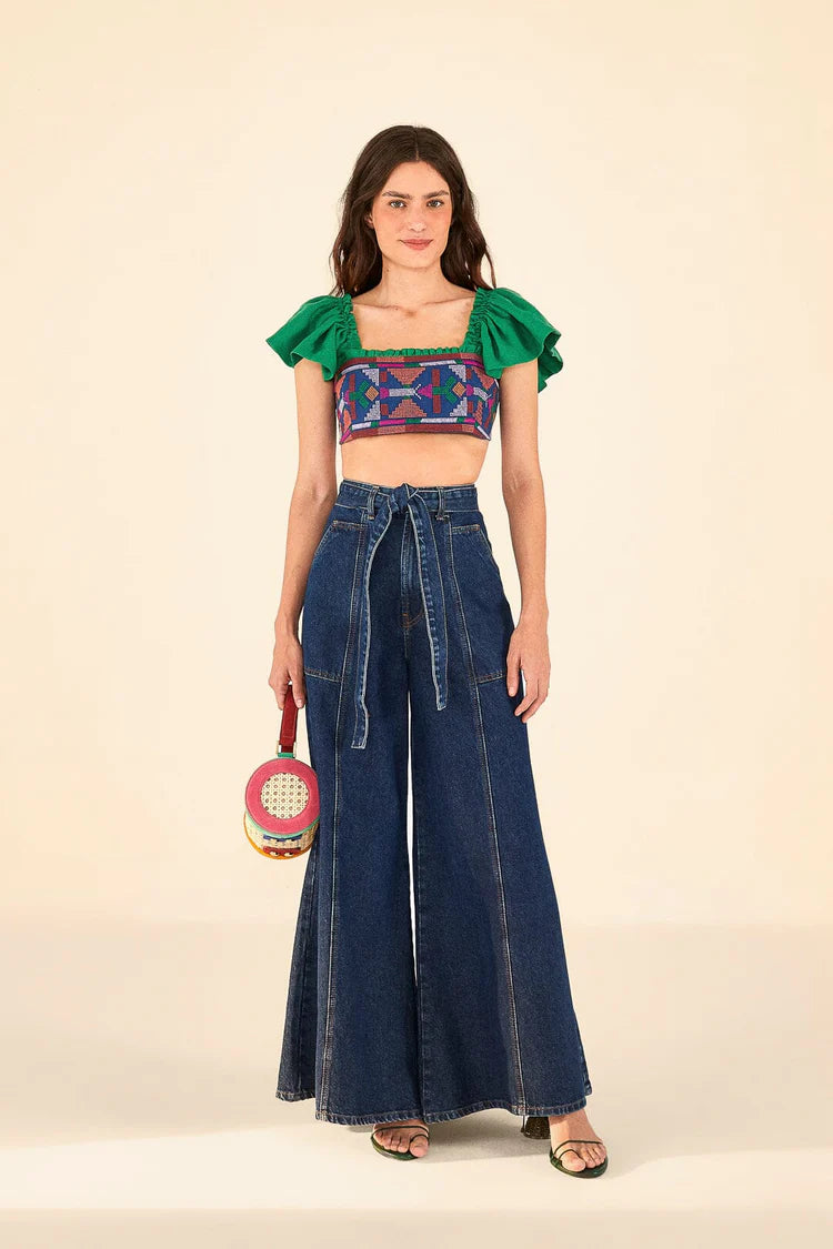 Dark Wash Wide Leg Denim Pants