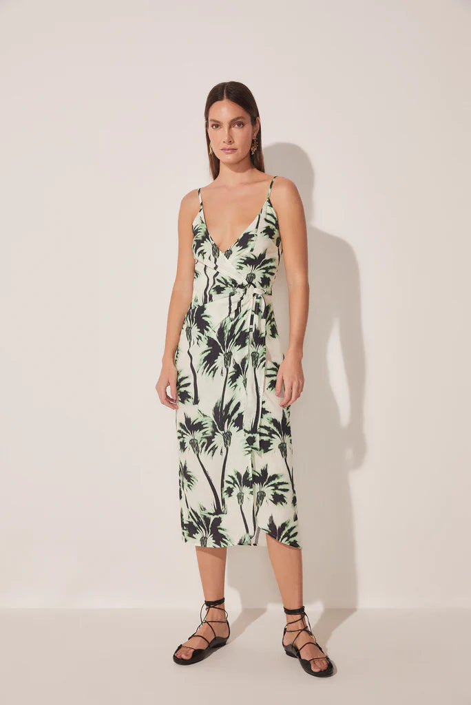 Ikat Coconut Crossed Strappy Midi Dress