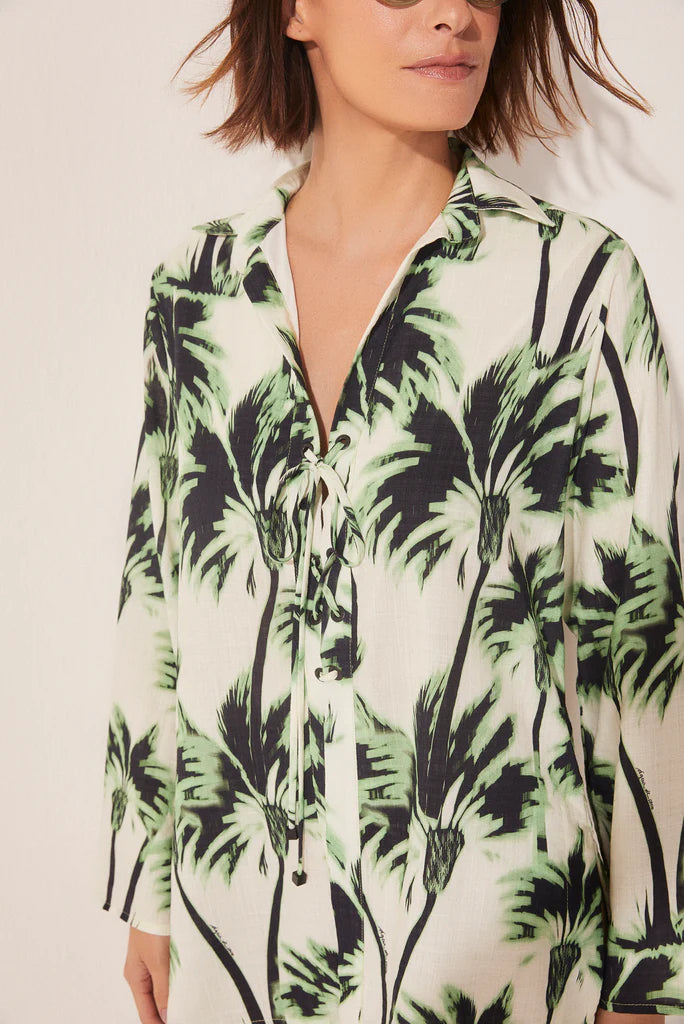 Sleeve Shirt Ikat Coconut