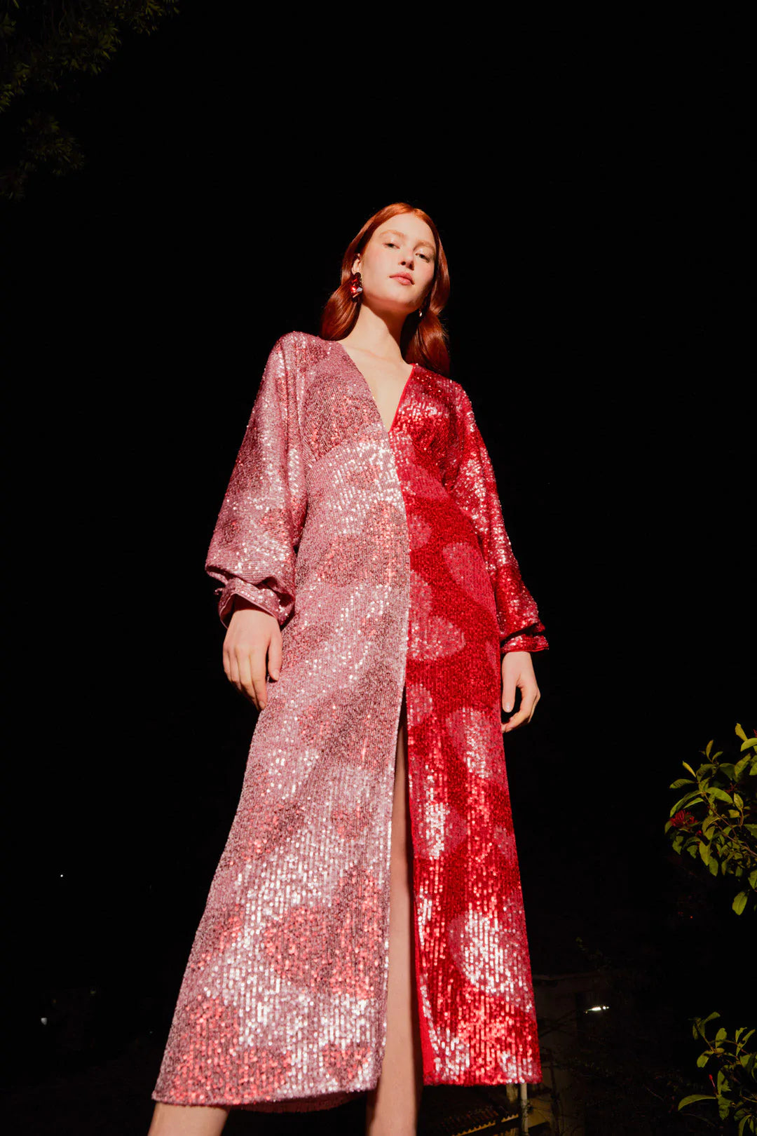 heart sequin dress Pink Colourblock Heart Disc Sequin Chain Dress