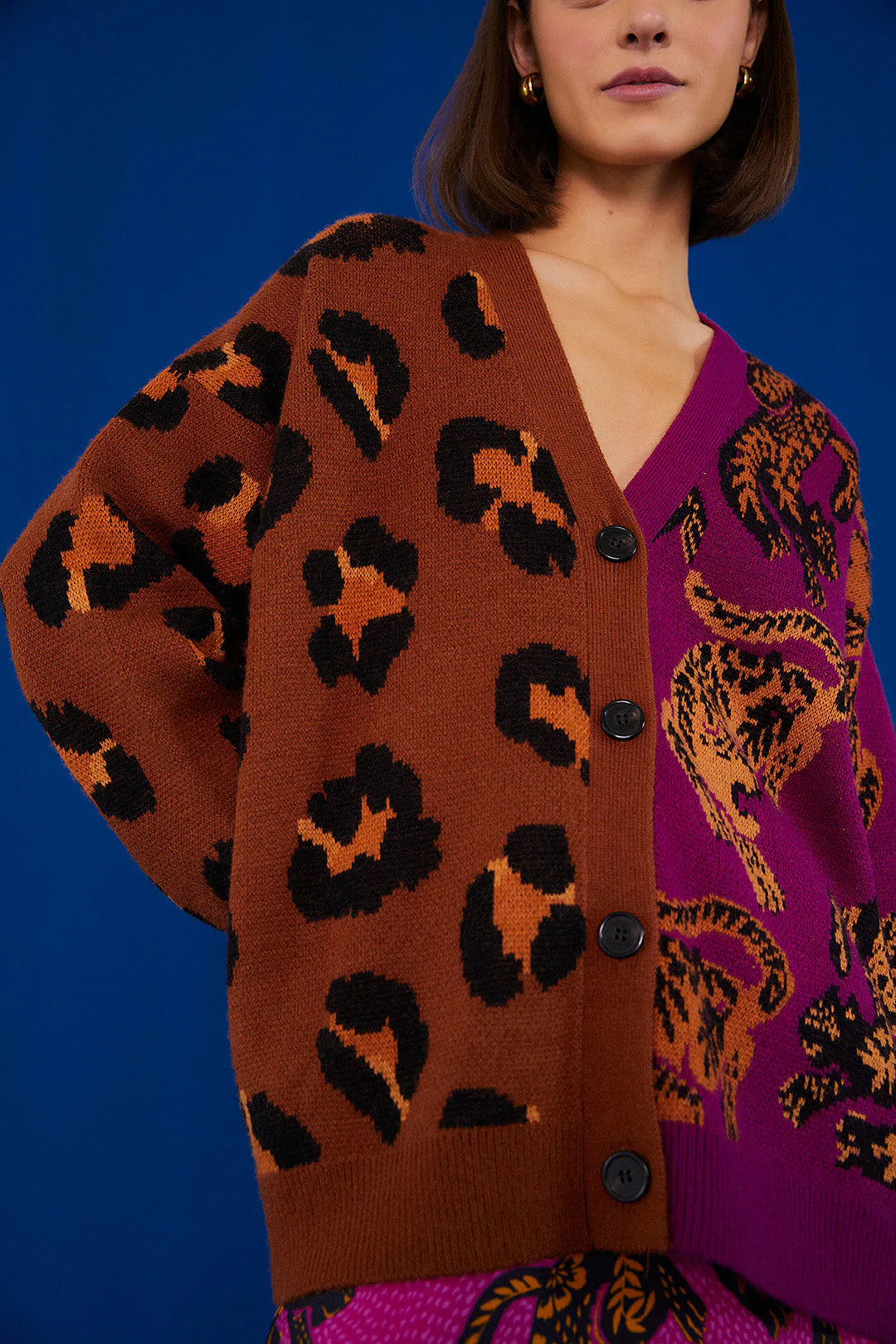 Closeup Cardigan Mixed Leopards