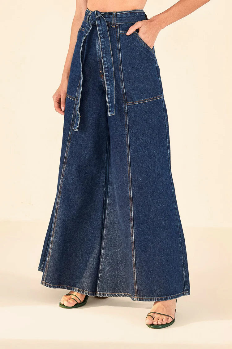 Dark Wash Wide Leg Denim Pants