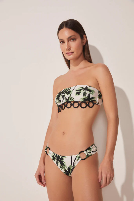 Ikat Coconut Trees Medium Side Bikini Bottom With Hoops