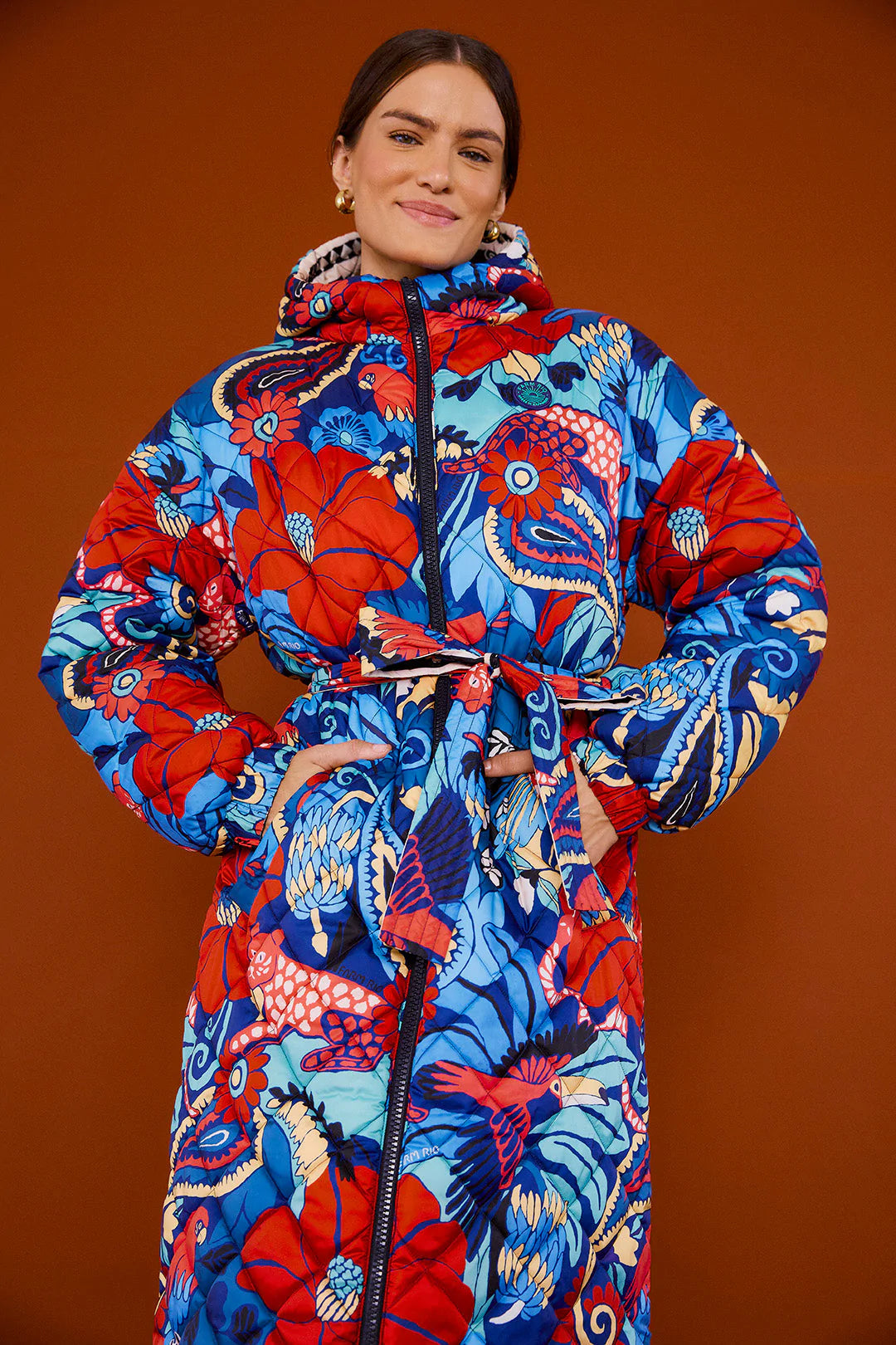 Graphic Floral Reversible Puffer