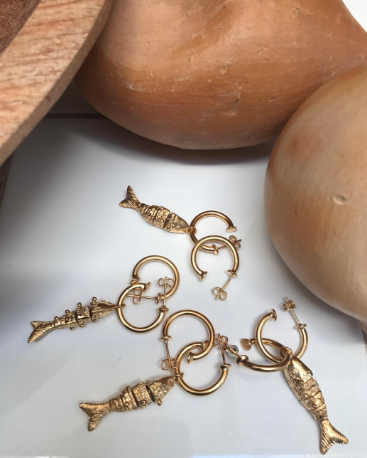Hoop Earrings with Fish